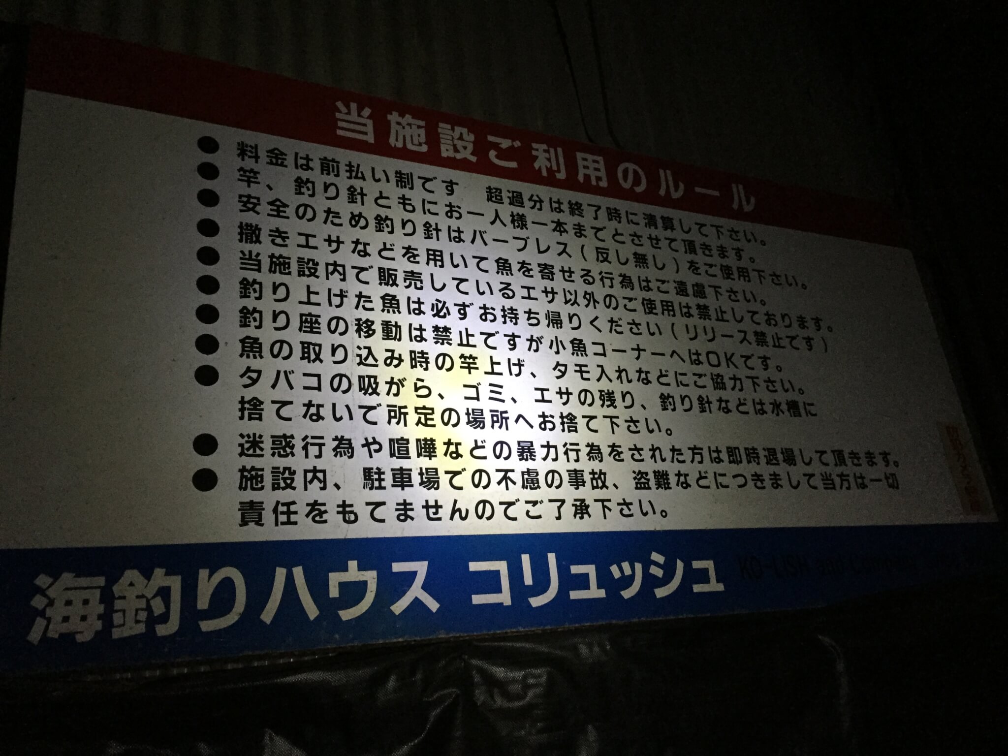 コリッシュの夜釣り基本ルール Oretsuri 俺釣