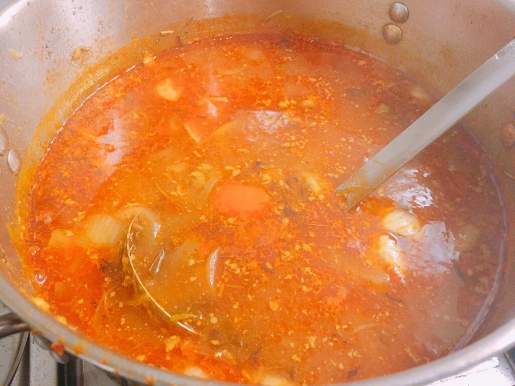 冷凍サバのトマトスープ