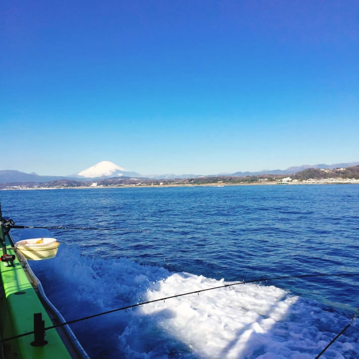 船釣り　富士山